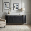 Front view of the Louis Curved Sideboard in black in 200cm in an elegant home