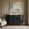 Front on view of the Louis Curved Buffet Sideboard in black in 160cm in a modern Australian home