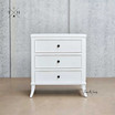 Full frontal view of the Piastri 3 Drawer Bedside Table, showcasing its clean lines and crisp white finish