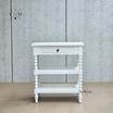 Front view of the Montclair Bedside Table showcasing its elegant black finish