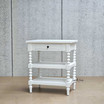 Three-quarter view displaying the top and side features of the Montclair Bedside Table