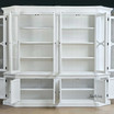 Full view of the Stonefield Double Display Cabinet Wall Unit with Angled Sides with all doors open, showcasing the maximum storage potential and design beauty.