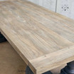 Close-up of the oak top of the Parkhouse Double Pedestal Dining Table, highlighting the natural grain and breadboard ends.