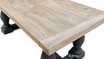 Close-up of the oak top of the Parkhouse Double Pedestal Dining Table, highlighting the natural grain and breadboard ends, for a Hamptons dining room