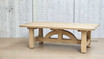 Side view of the table surface, focusing on the texture and finish of the oak.