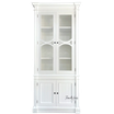 Front view of the Stonefield Single Display Wall Unit, showcasing its Neoclassical-inspired design with intricate wood detailing, integrated shelves, and seamless display unit doors.