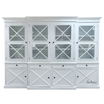 Front on view of the Somerset 4 Door Display Wall Unit, showcasing its elegant craftsmanship, distinctive cross design, and versatile use as both a display unit and a bookshelf in any coastal-inspired home.