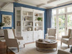 Stonefield Double Display Cabinet Bookcase with Angled Sides styled in a warm minimalist interior with premium open shelving, Hamptons cabinetry and luxury home styling.