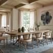 The Berkshire Oak Double Extension Dining Table, by Thomas and Hurley, styled with Windsor Chairs.
