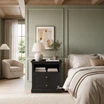 High-end designer bedroom furniture showcasing the black Fremont bedside table.