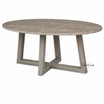 Ovalis Dining Table in brushed oak angled view with pedestal base