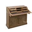Front angled open view of luxury handcrafted Reagan Campaign Desk,  highlighting its oak construction, smooth finish, and timeless design.