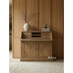 Oak convertible campaign writing desk in the open position