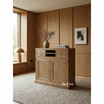 Oak writing desk in the closed position