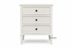 The Lando 3 Drawer Bedside/Side Table front view showcasing tapered legs and three drawers.