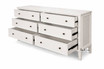 The Lando 6 Drawer Chest angled view with open drawers showcasing its smooth steel runner drawer mechanism and ample storage.