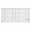 A front view of the Brynmore 6 Drawer Chest in White displaying the six spacious drawers and subtle brush-stroke finish, perfect for Hamptons-inspired or modern bedroom or living room spaces.