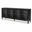 Parker media unit sideboard in matte black finish, sophisticated storage cabinet with display shelves
