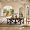 Parker Coffee Table in black timber with architectural cross-braced base