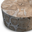Solid round teak log block coffee table for luxury coastal interiors