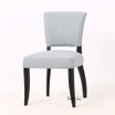 Luxury upholstered Dalton Dining Chair in Hampton Blue with black timber legs