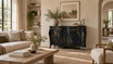 Mondrich Commode styled as a statement storage piece beneath traditional artwork