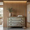 Haslemere 3 Drawer Chest by Thomas and Hurley in a distressed pale blue finish.