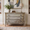 Haslemere 3 Drawer Chest with curved cabinetry and softly aged painted finish