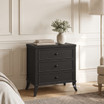Contemporary classic black bedside table with elegant curved feet