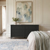 Brynmore 6 Drawer Chest in Black by Thomas and Hurley styled in a luxury bedroom