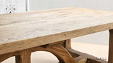 Close-up of the wood grain at the table’s corner, showcasing natural beauty