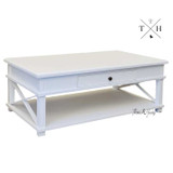 Corner angle shot of the Hampstead Coffee Table, revealing the precise joinery and elegant design.