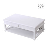 Overhead view of the coffee table, displaying the spacious top surface and clean, linear profile