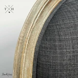 Detailed view of the black upholstery, focusing on texture and quality.