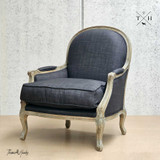 Side angled profile of the chair in black, showing its full silhouette without throw cushion