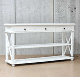 Detailed image focusing on the satin white finish of the Hampstead Console, showing the quality of the paintwork