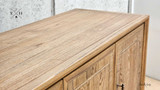 Image capturing the top edge detailing of the Darcy Oak Buffet/Sideboard, emphasizing its sleek lines