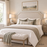 Styled image of the Parker Queen Headboard in situ in a serene bedroom