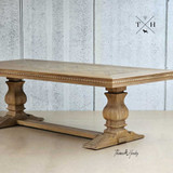 Side profile image of the Bedford Oak Dining Table, illustrating its depth and elegant lines