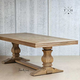 Angled view of the Bedford Oak Dining Table, highlighting the depth and craftsmanship of this Hamptons style dining table