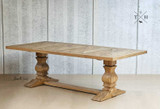 Full-length view of the Darcy Oak Table, emphasizing the parquetry detailing
