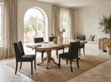 The Lumley Upholstered Dining Chair in Black with Black Leg combining refined comfort and classic designer appeal by Thomas and Hurley