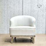 Front perspective showcasing the natural linen upholstery of the Hamptons Style Honor Tub Chair.