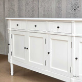 Detailed close-up of the intricate grooved detailing on the drawers of the Louis Buffet.