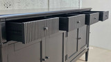 Inside view of open drawers in the Louis Buffet with metal runners, showcasing its spaciousness and build quality
