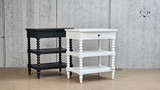 Side by side view of the Montclair Side Table in both black and white finishes