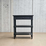 Front view of the Montclair Bedside Table showcasing its elegant black finish