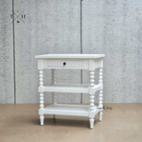 Angled side view of the Montclair Bedside Table highlighting the sleek lines and classic design.