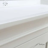 Top view of the Fremont 4 Drawer Chest showing the lip moulding detail and paint stroke chalk surface.