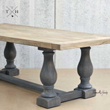 Angled view of the Parkhouse Double Pedestal Dining Table emphasising the elegant pedestal design.